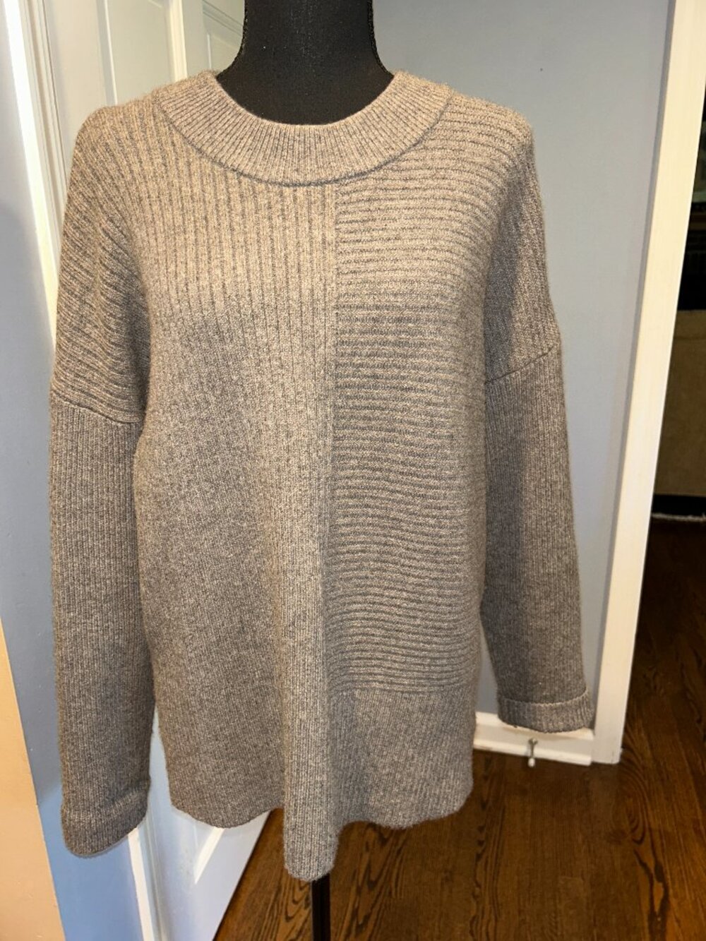 Everlane Cashmere Blend Ribbed Crewneck Sweater Women's Large Mixed Knit